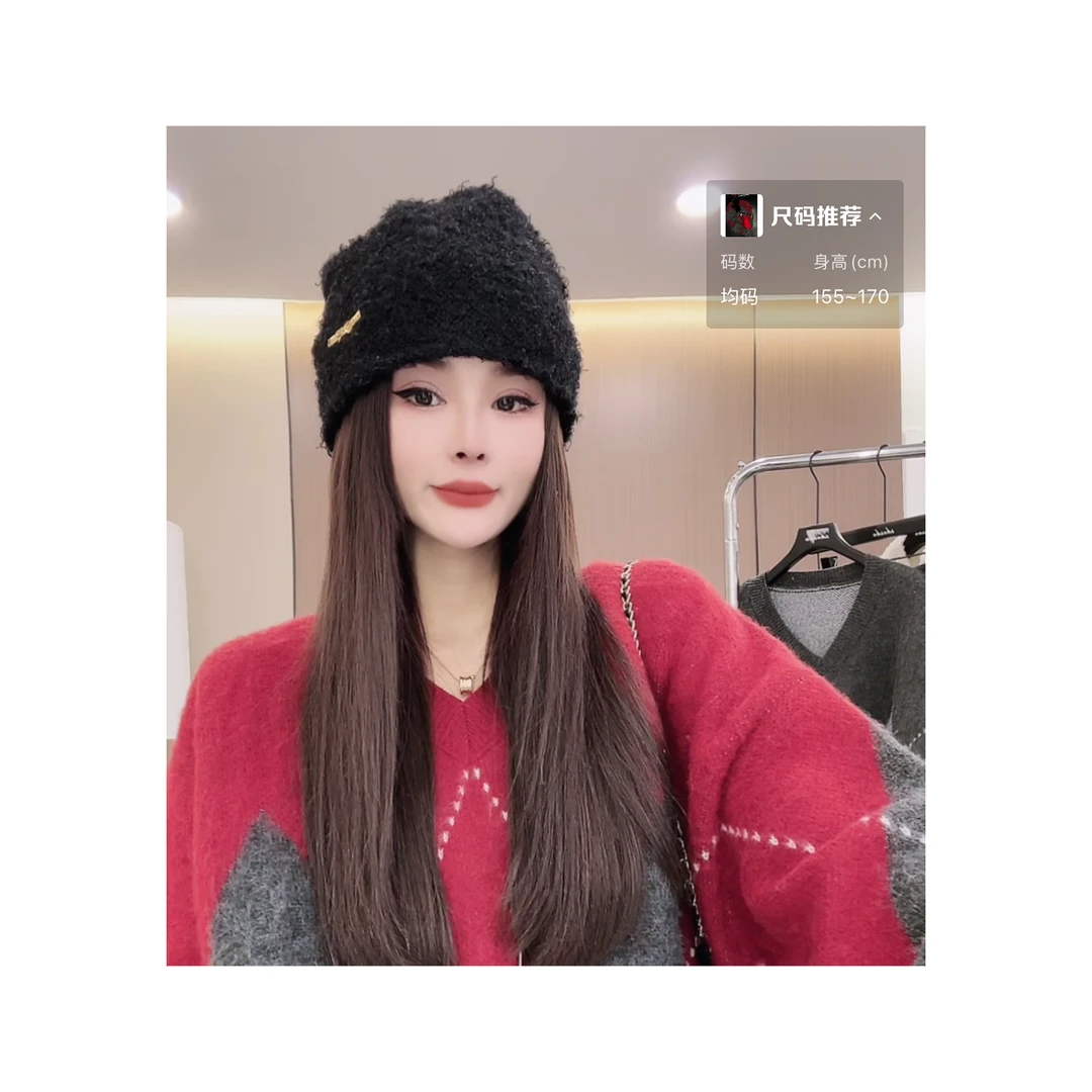 【蛇蛇家】时尚蝴蝶结针织帽保暖舒适冬季可爱毛线帽包头帽