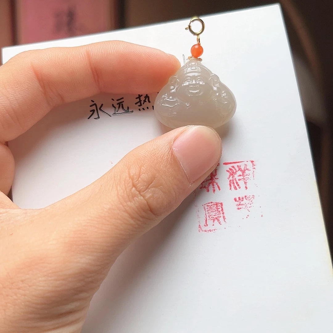 和田玉吊坠(不含链)未镶嵌藕粉才才