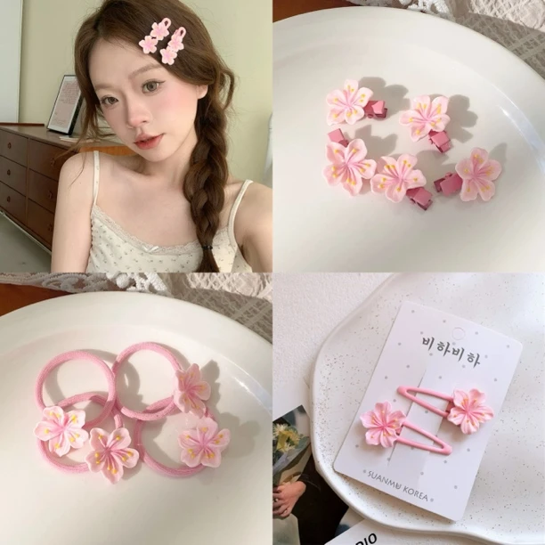 粉色樱花桃花发夹刘海夹发饰甜美少女可爱刘海bb夹ins主播