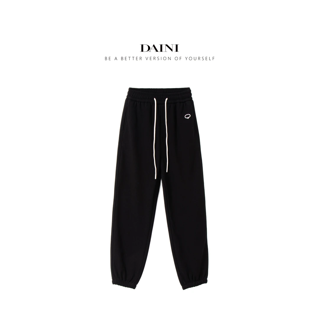 玳妮【圈圈束脚裤】冬季加绒刺绣抽绳松紧腰运动裤时尚加厚休闲卫裤