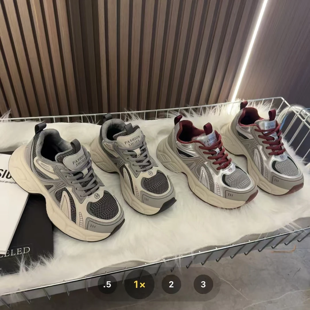 【厚底加绒老爹鞋】冬季新款加绒复古韩版老爹鞋增高轻便百搭时尚款