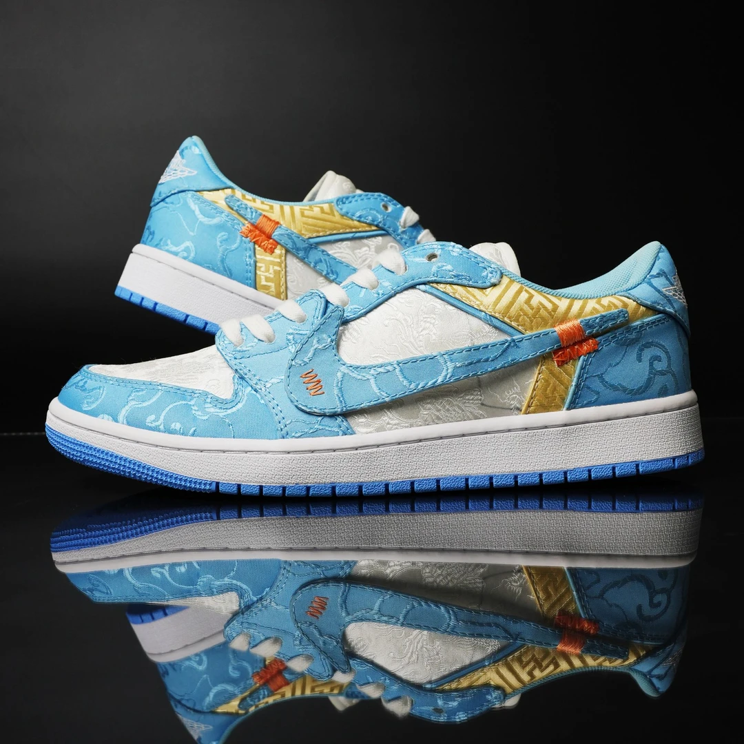 【Nike/耐克】Air Jordan1 OW北卡蓝低帮国风北卡蓝定制情侣潮鞋