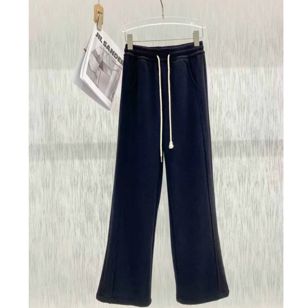 加绒加厚糯米裤秋冬新款高腰休闲裤百搭爆款裤子女6620