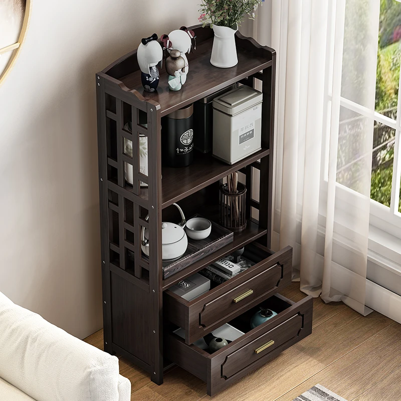 新中式书柜重竹茶叶收纳架置物柜落地客厅靠墙书架家用办公茶柜子