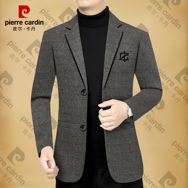 皮尔卡丹男士新款高档商务休闲西服春秋季男装外套中年西装修身