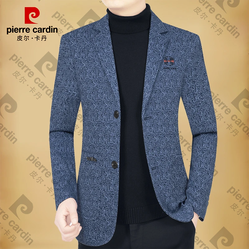 皮尔卡丹男士春秋季商务休闲中年西服潮流男装西装领外套韩版潮流