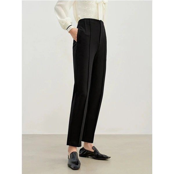 戎柠【小心机】高弹零压又挺括简约显瘦直筒休闲裤女高腰西装烟管裤