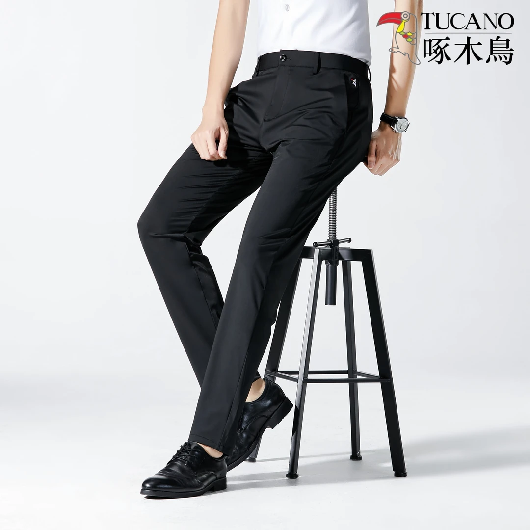 TUCANO/啄木鳥男士商务休闲西裤中腰高弹力免熨烫-7108直筒中年