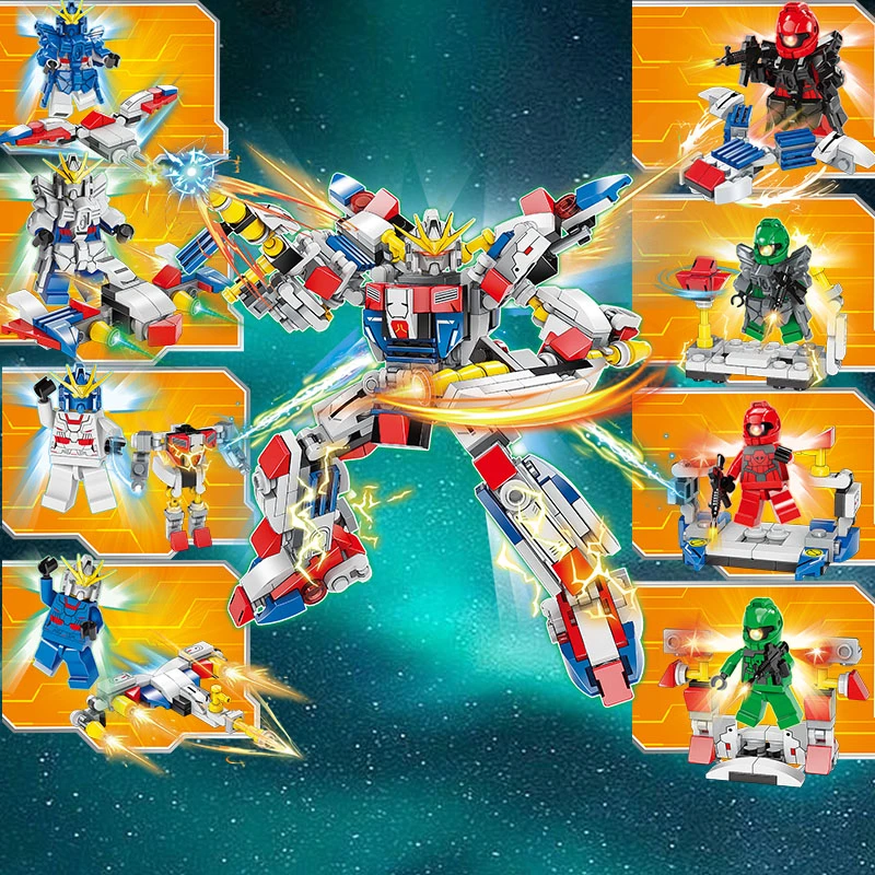 高达机甲自由战士全套人仔合体战机益智拼装模型积木男孩玩具礼物