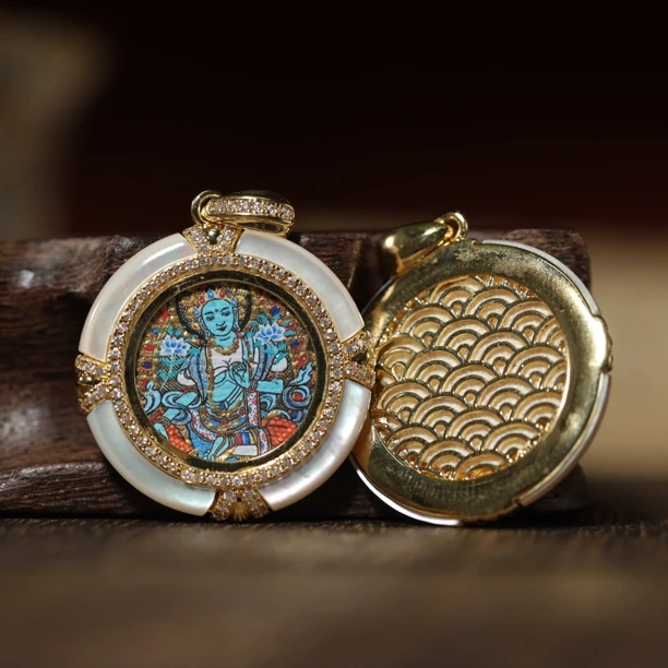 合金贝壳吊坠 壹加｜度母珍珠贝圆卡卡吊坠