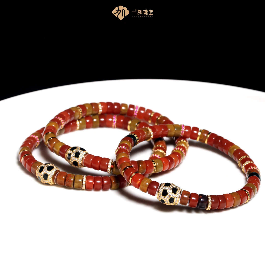 壹加小青|富甲一方南红药片手串多样性发一6988N