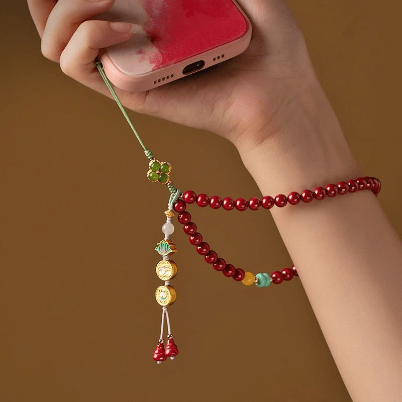 朱砂手机挂绳三合六合手机链防摔挂件十二生肖本命年随行礼物简约