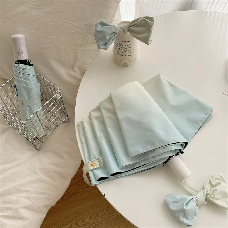 蓝色渐变不锈钢伞架防紫外线折叠自动晴雨两用太阳伞小清新学生伞