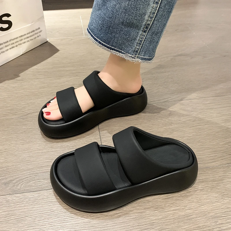 踩屎感拖鞋女夏季时尚百搭韩版厚底增高防滑沙滩学生凉拖女鞋外穿