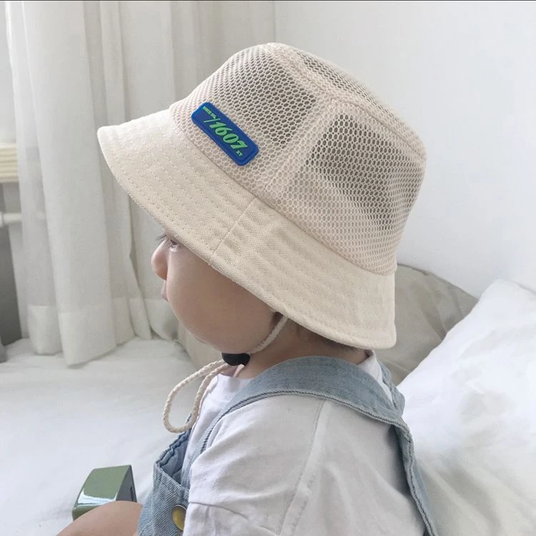 儿童防晒遮阳帽夏季宝宝网眼帽子男女童透气渔夫帽韩版太阳帽大檐