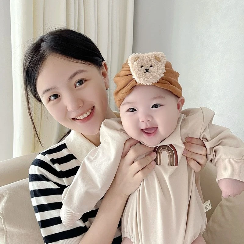 春秋季婴儿帽子超萌卡通小熊可爱男女宝宝胎帽新生儿护囟门印度帽