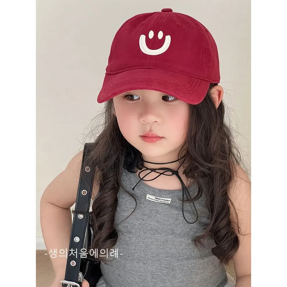 韩系百搭笑脸儿童棒球帽女童帽子遮阳防晒女孩太阳帽宝宝鸭舌帽