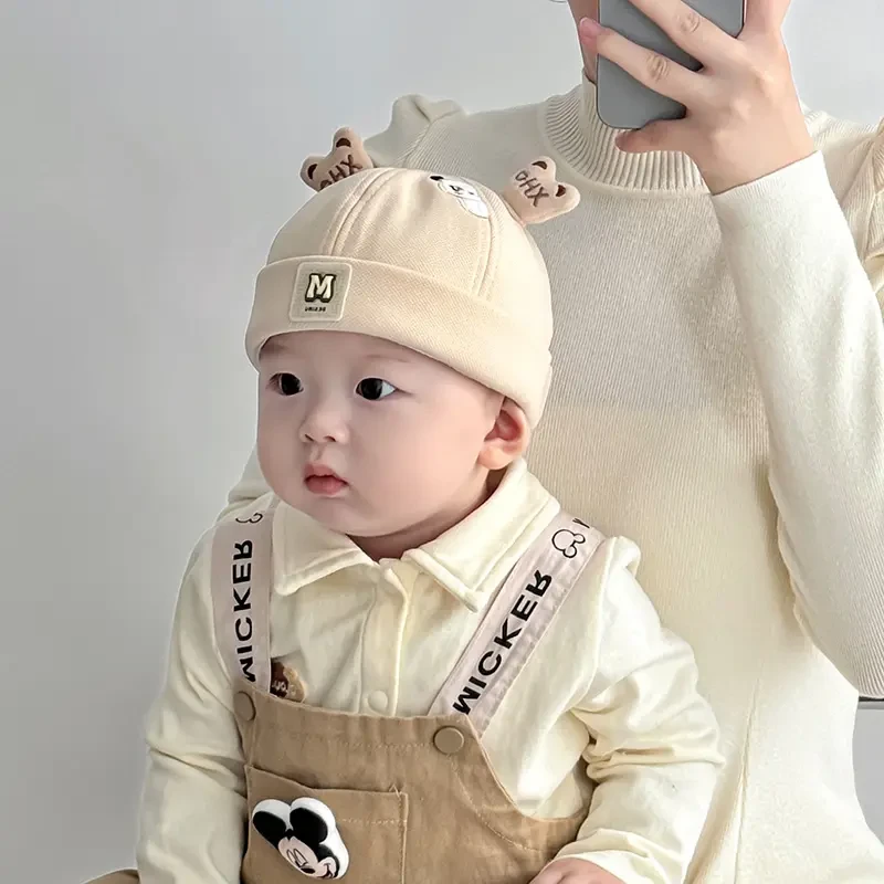 婴儿帽子秋冬季可爱超萌小熊幼儿男童地主帽春秋小月龄宝宝瓜皮帽