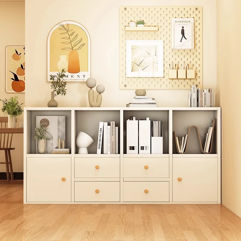 书架落地置物架客厅靠墙一体架家用墙边落地柜矮柜简易储物柜书柜