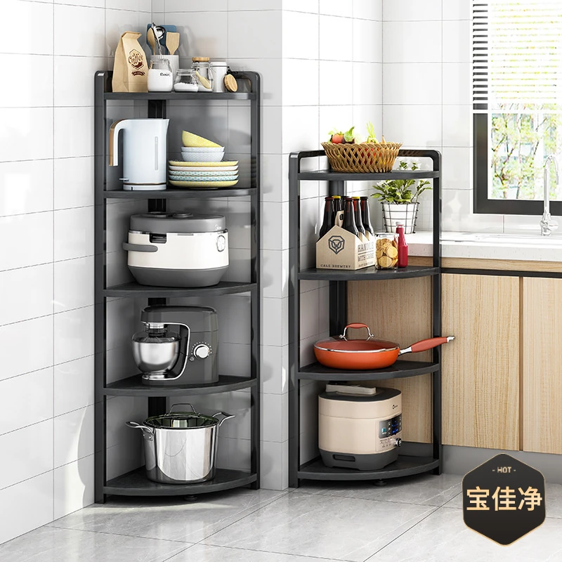 厨房转角置物架角落三角架厨具储物架放锅架子落地多层锅具收纳架