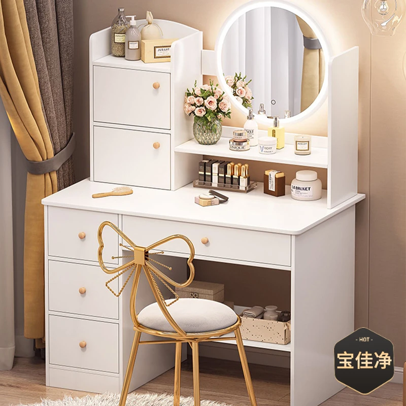 化妆台现代简约家用卧室小型化妆桌收纳柜一体简易迷你网红梳妆桌
