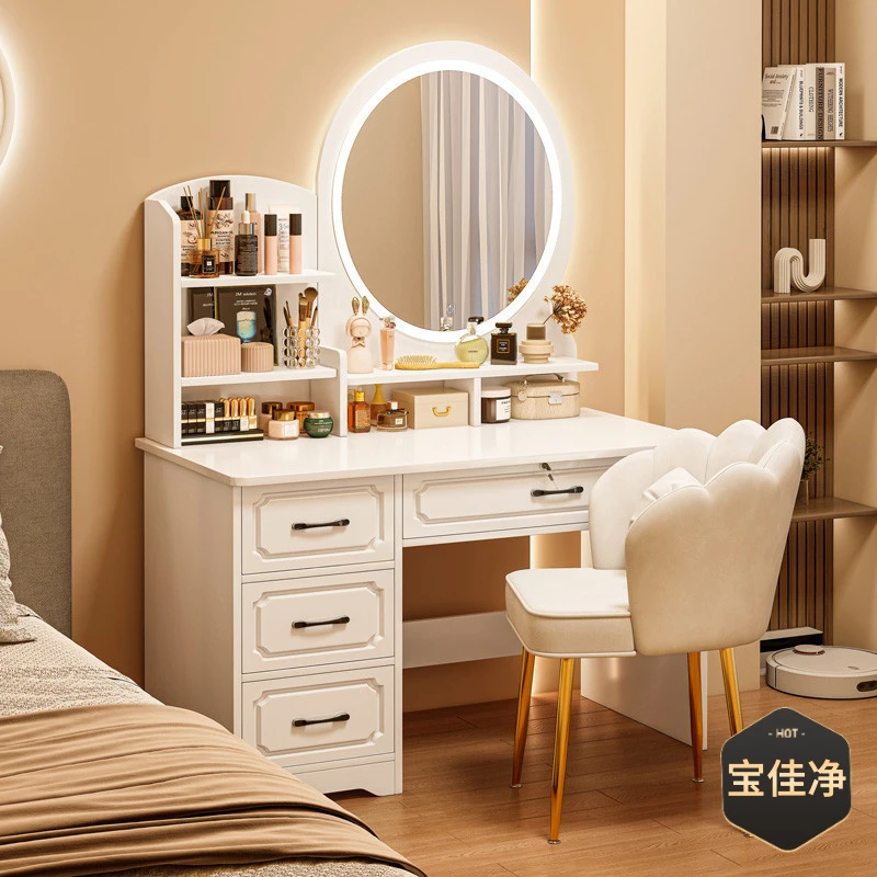 实用轻奢卧室现代简约欧式主卧化妆桌小型梳妆桌化妆台收纳柜一体