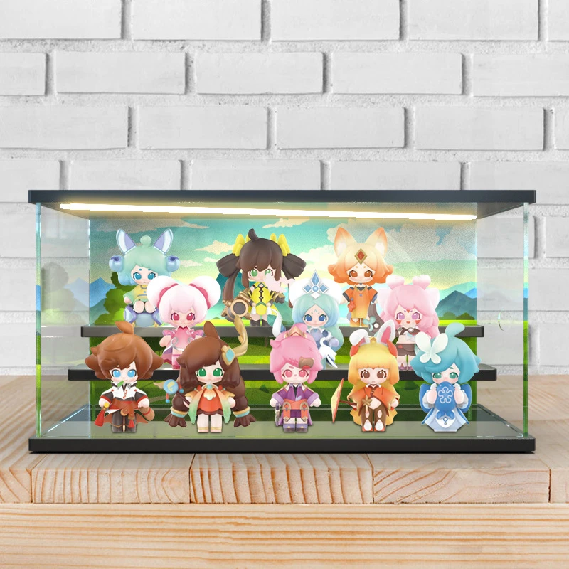 宝佳净新款泡泡玛特荣耀峡谷萌新系列手办盲盒收纳盒防尘展示柜