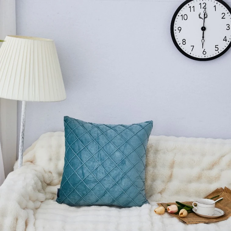 纯色菱格商务百搭抱枕卧室靠枕靠垫荷兰绒沙发靠背垫腰枕简约