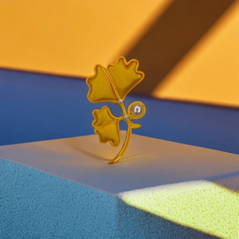 非金属布艺胸针 新中式A001旗袍唐装盘扣手工定制银杏胸针