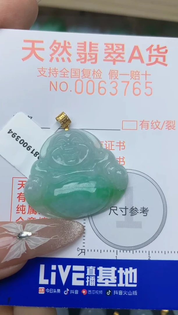 【闪购商品】翡翠颈饰18K金镶嵌天然A货翡翠    32