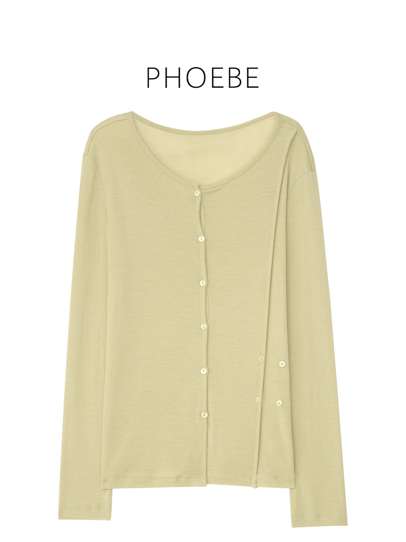 惊喜【侧扣长袖开衫】PHOEBE叶姐 秋季新款休闲针织长袖HF40809015C