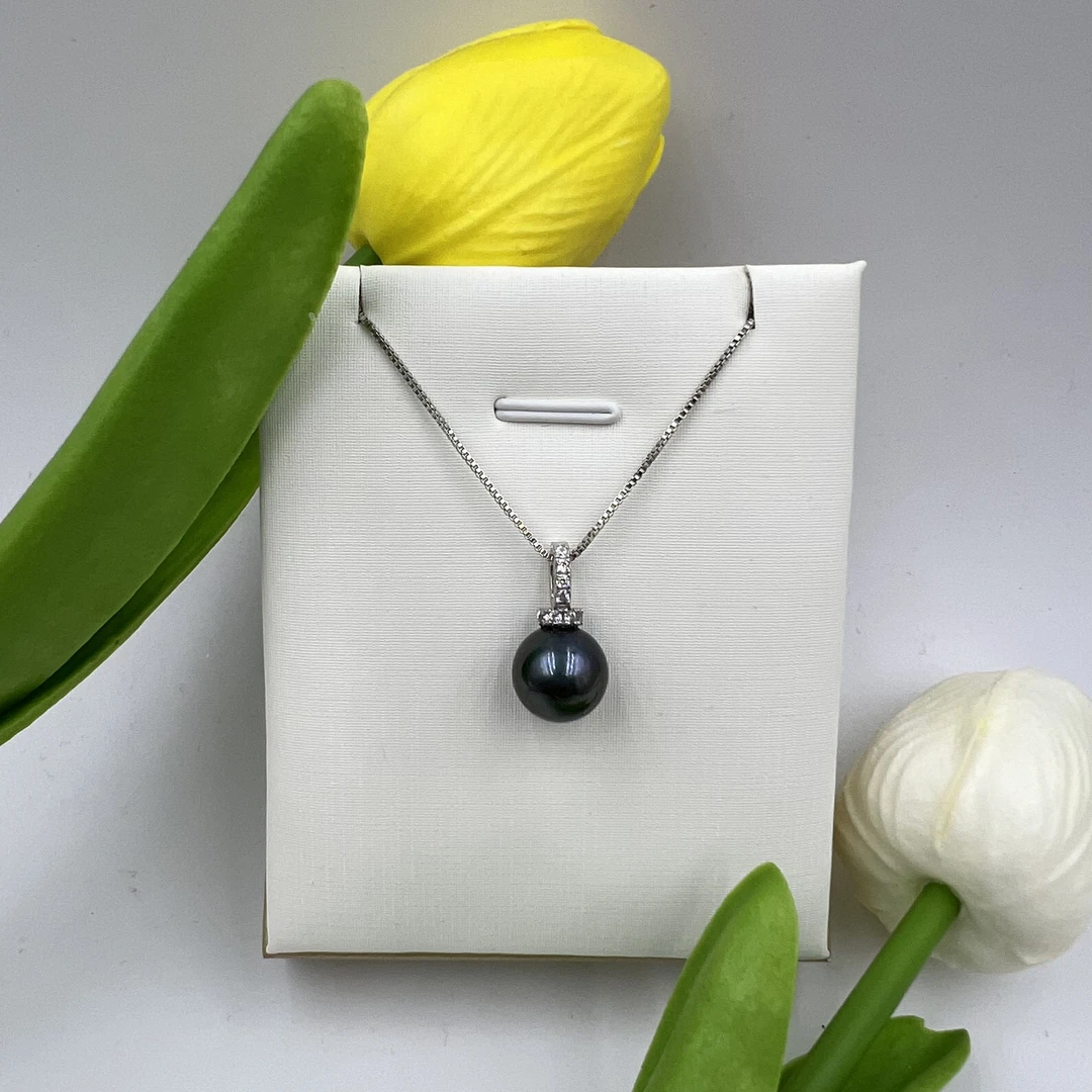 【飛梵匠造•优选珍珠9-10mm大溪地黑珍珠万能扣吊坠8512