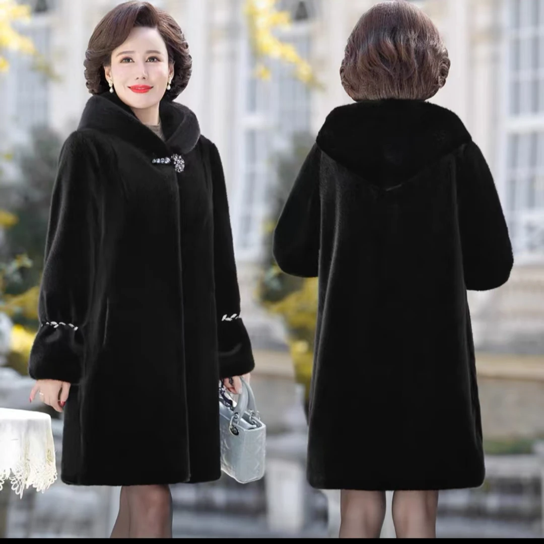 时尚百搭洋气中长款毛毛外套秋冬090803QH