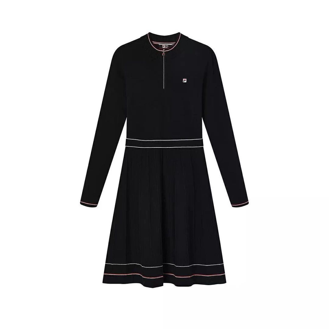 Fila/斐乐女士秋季简约显瘦长袖气质时尚商务连衣裙   F11W241301
