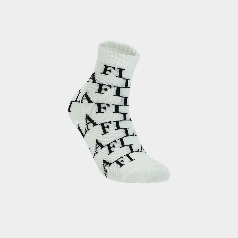 Fila/斐乐女款秋冬款舒适满印透气高能感穿搭潮袜简约休闲中腰袜