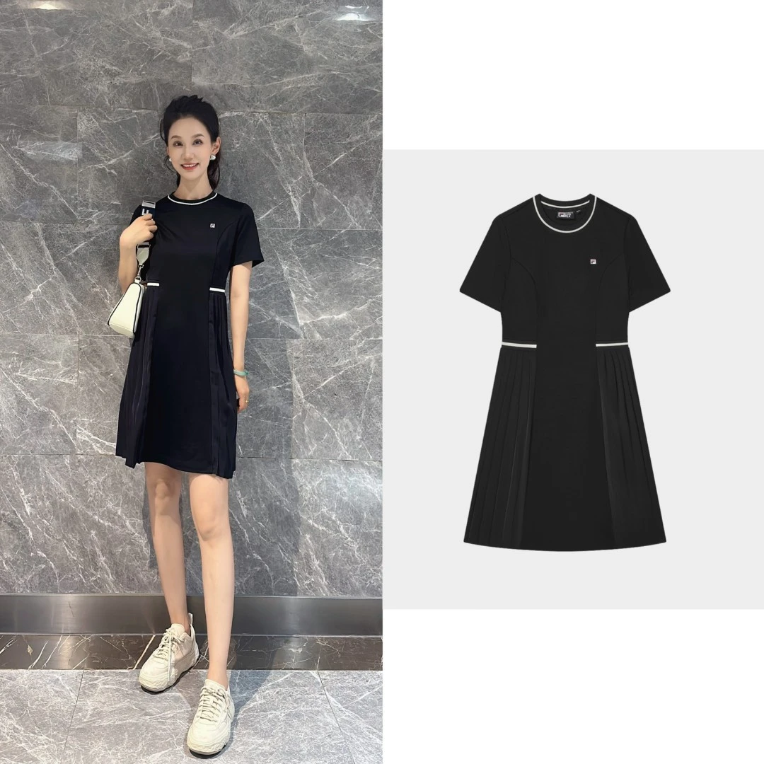 【知性简约】FILA/斐乐女款夏季清凉运动尚优雅气质拼接百搭连衣裙
