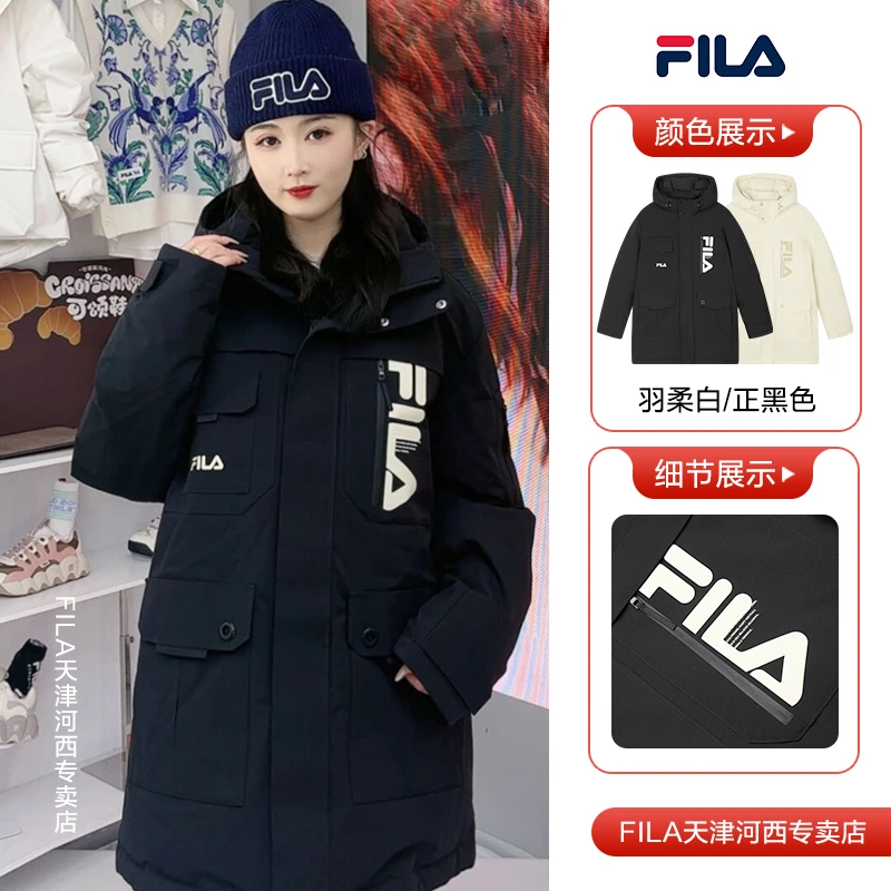 Fila/斐乐情侣款【宽松大标中长款羽绒服】保暖时尚外套F11M349904F