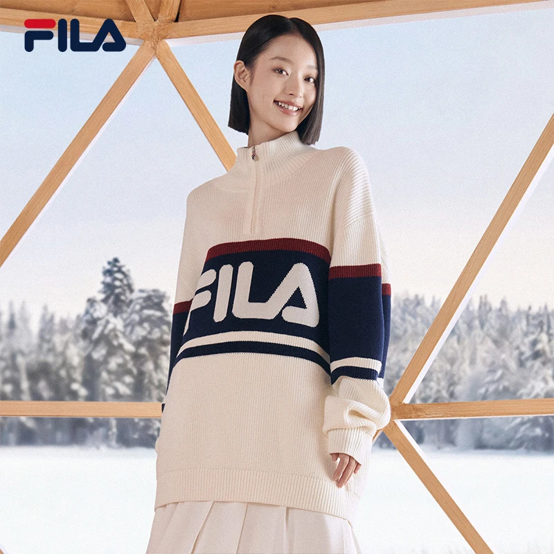 FILA/斐乐情侣款冬舒适保暖时尚断码运动长袖针织衫F61M449402A