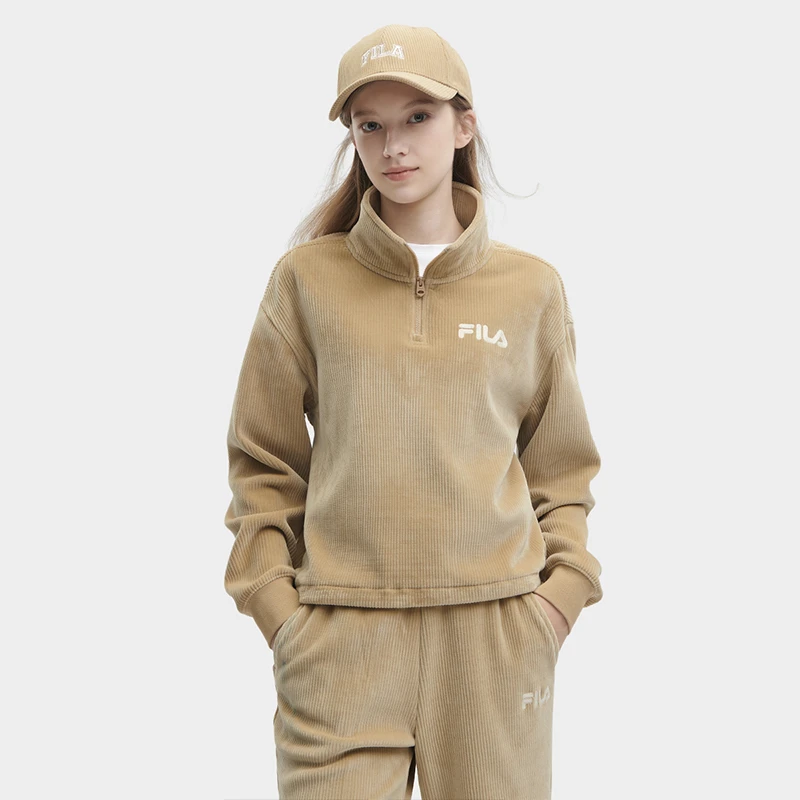 FILA/斐乐女款秋冬季时尚运动户外休闲长袖竖条纹卫衣F11W349204F