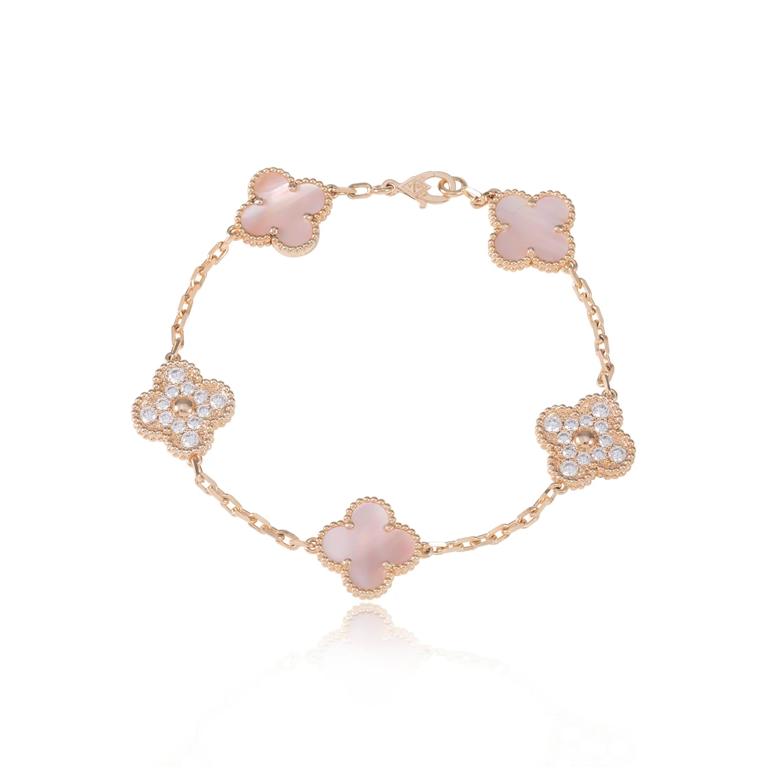 铜合金贝壳手链 CNC精工   锆石 五花3+2气质轻奢手链 016