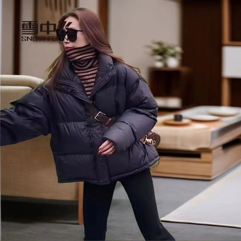 雪中飞羽绒服羽绒服短款女韩版面包宽松加时尚百搭轻薄鹅绒女款显