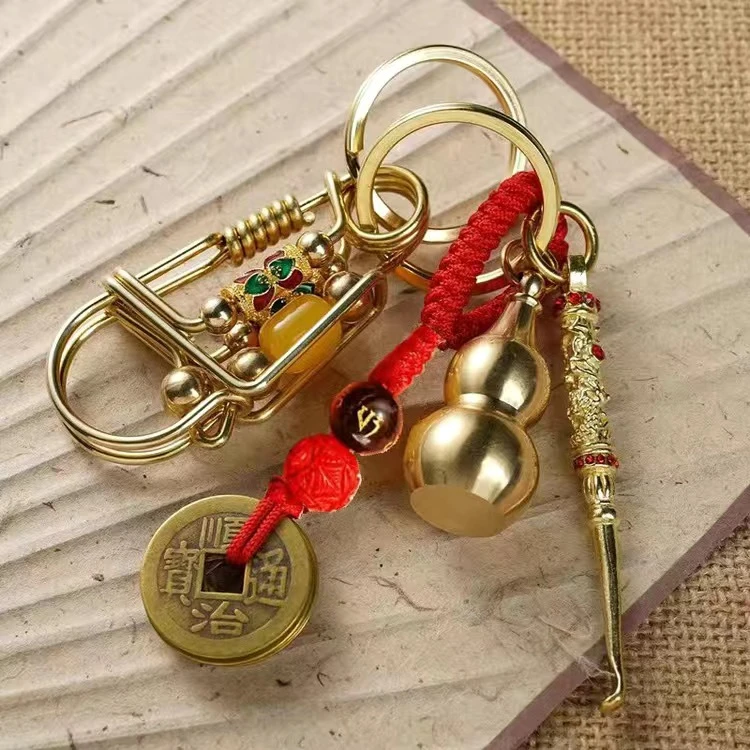 小鸟钥链黄铜钥匙扣汽车钥匙挂件葫芦耳勺手工创意男士锁钥扣挂钩
