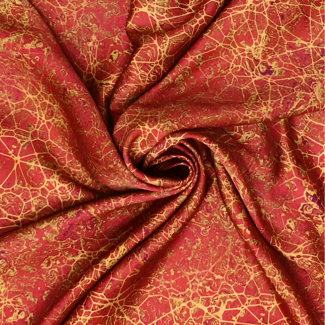 [香云纱染底贡缎棉]红色龟裂纹！服装面料[两米包邮]
