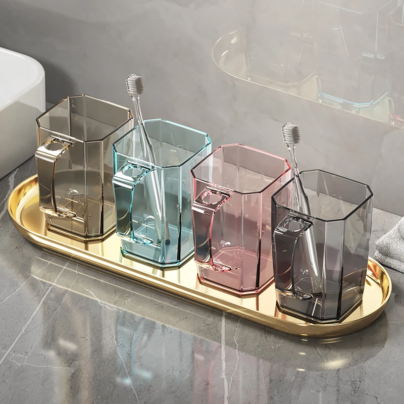 刷牙杯漱口杯情侣牙刷杯儿童洗漱杯家用透明高颜值牙缸牙具杯轻奢