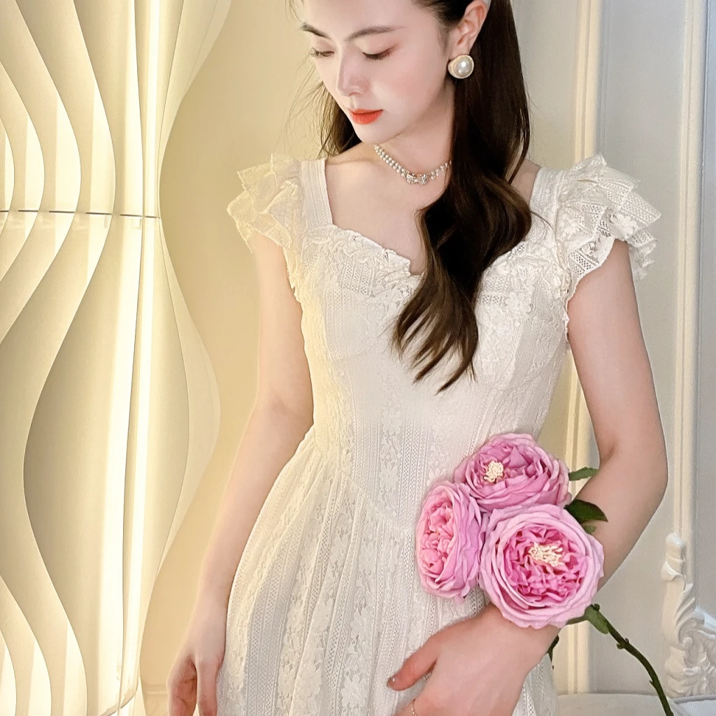 千语栀【暗香疏影】疏影横斜 暗香浮动 清纯甜美温柔千金蕾丝连衣裙