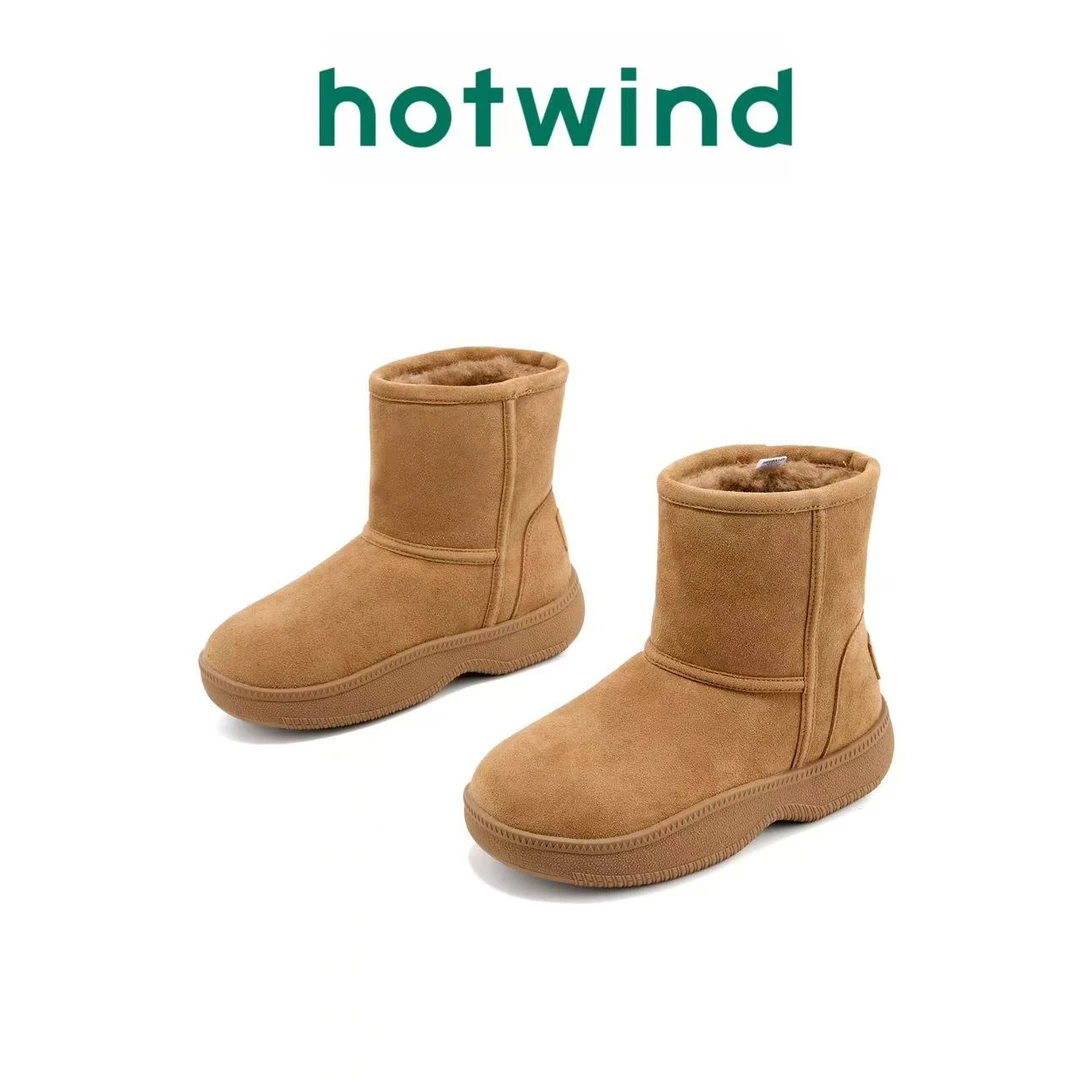 Hotwind/热风小熊面包鞋~冬季新款厚底加厚加绒增高雪地靴休闲风