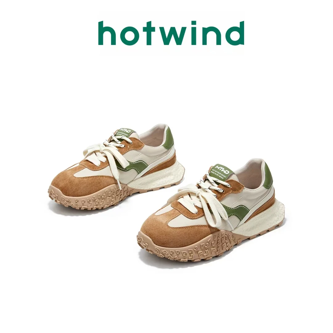 Hotwind/热风双鞋带阿甘鞋2025新款厚底增高休闲百搭潮流德训鞋