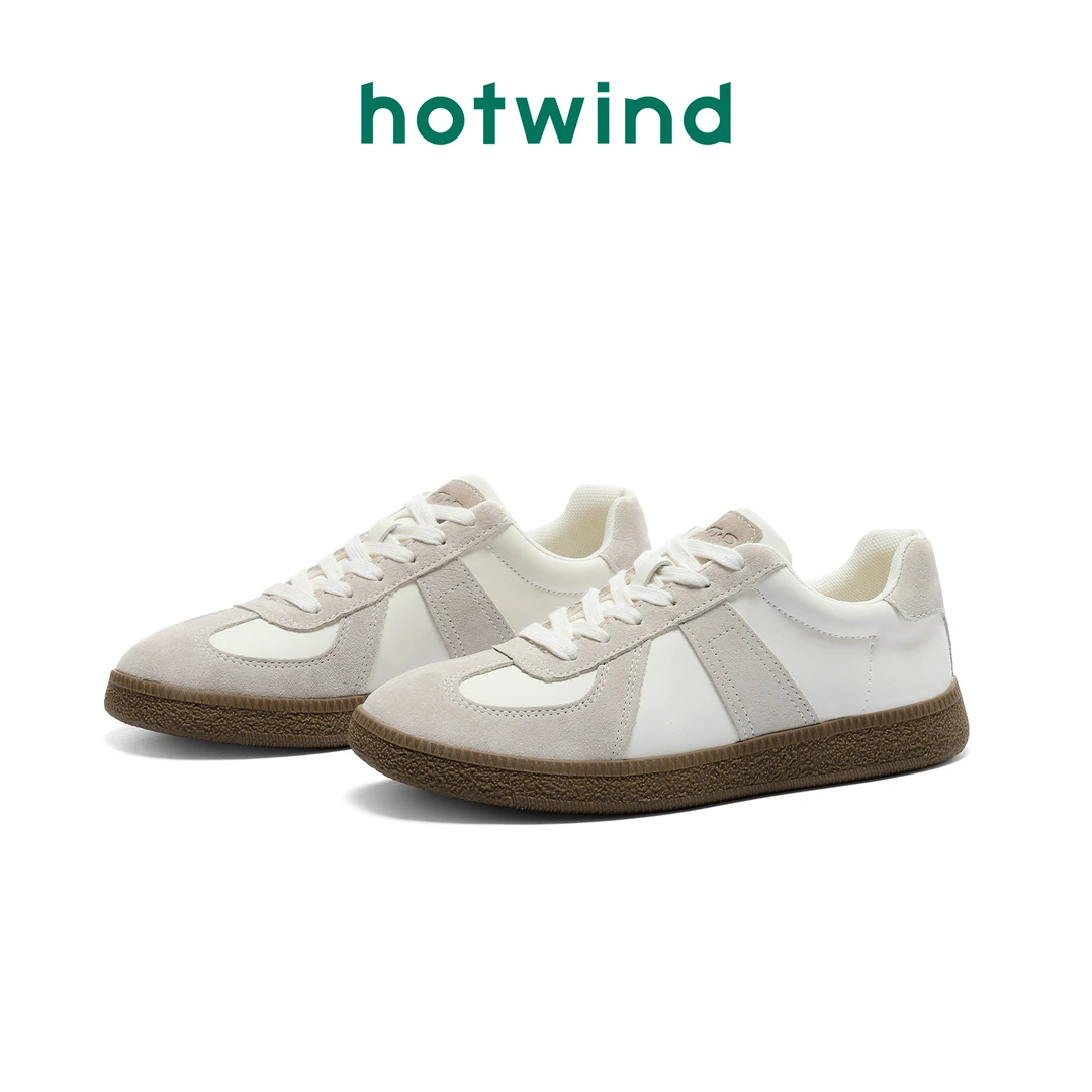 Hotwind热风新款复古百搭厚底韩版板鞋H01W4Y32-Y