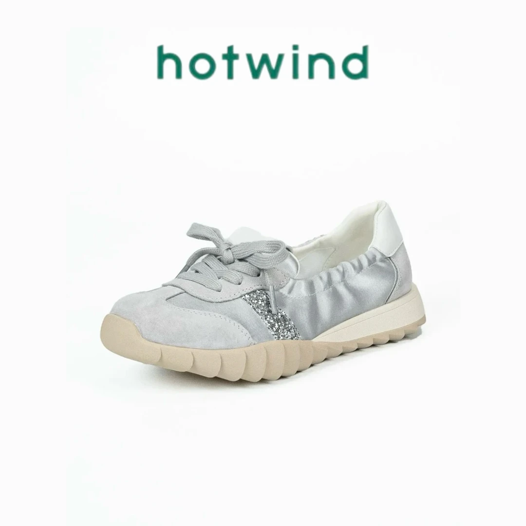 Hotwind/热风2025新款时尚简约休闲舒适运动鞋百搭平跟圆头女单鞋