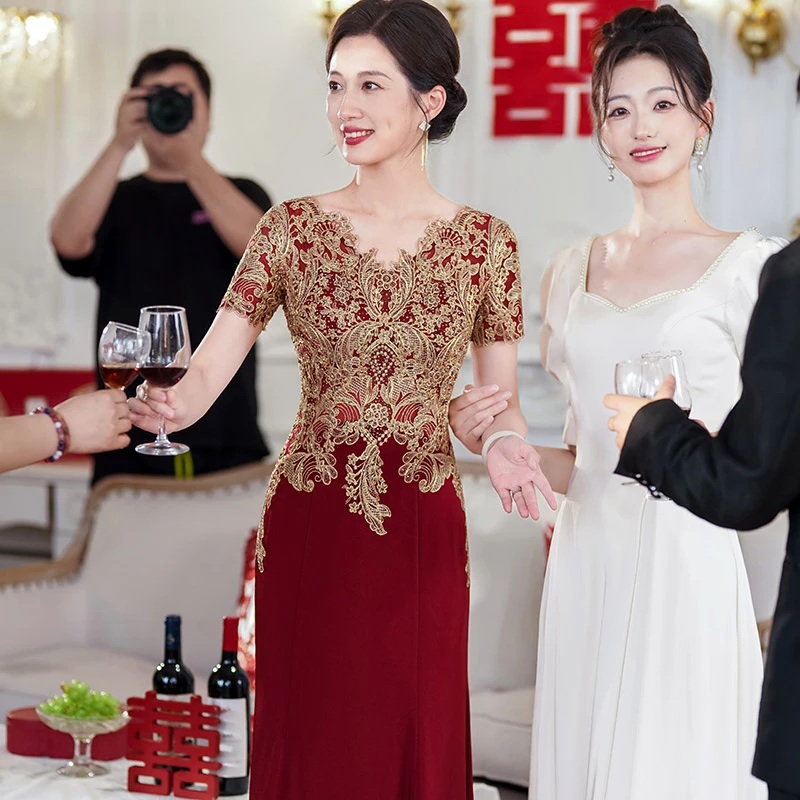 5813宴会上档次女装春夏款晚礼服女气质新款喜婆婆婚宴装秋装